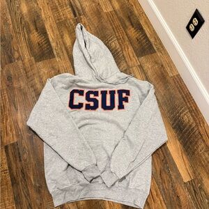 Champion Gray Hoodie with Orange and Navy Letters